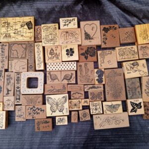 Joblot of 63 Mounted Rubber Stamps — Mixed Designs for Crafts