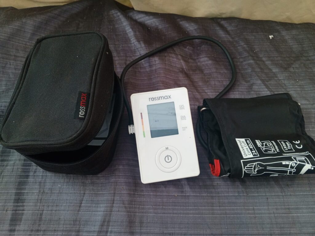 Rossmax Blood Pressure Monitor with Arm Cuff & Carry Case — Display Crack, Missing Battery Cove