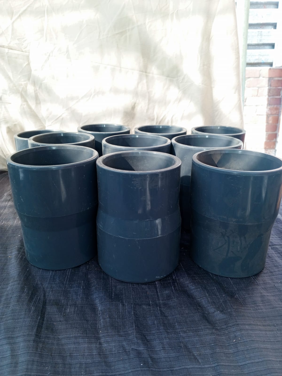 Set of 10 Dark-Grey PVC-U PN16 Pipe Couplings D.140-110