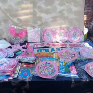 Mixed Baby/Girl/LOL Themed Party Supplies Lot — Packaged Plates, Banners, Confetti & More