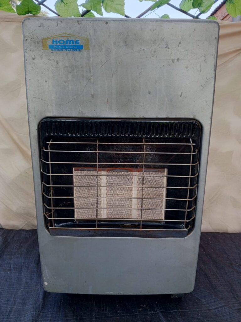 Portable Freestanding Gas Heater with Hose & Regulator — HOME sticker, used, needs service