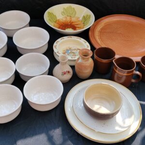 Mixed Crockery Job Lot – Assorted Ramekins, Mugs, Jug, Platter (≈21 pcs)