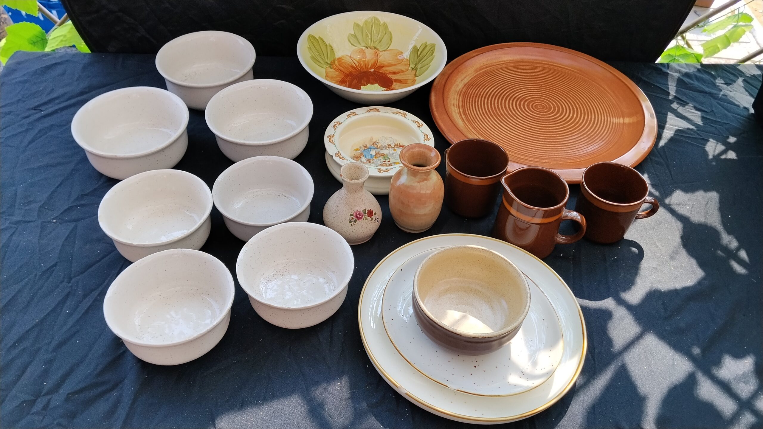 Mixed Crockery Job Lot – Assorted Ramekins, Mugs, Jug, Platter (≈21 pcs)