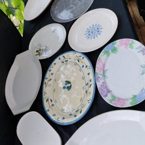 Job Lot of 11 Serving Platters — Mixed Glass & Glazed Ceramic