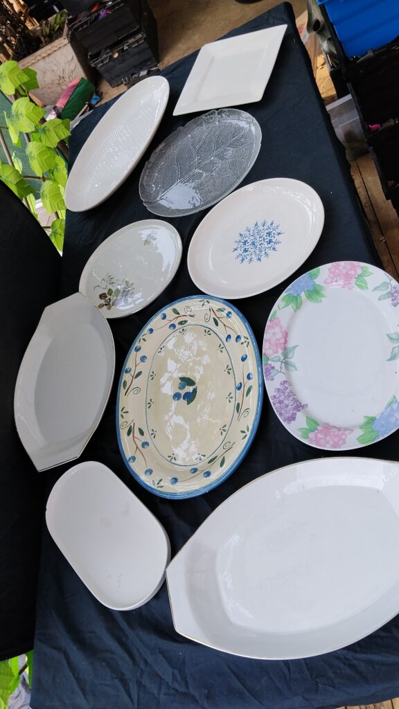 Job Lot of 11 Serving Platters — Mixed Glass & Glazed Ceramic