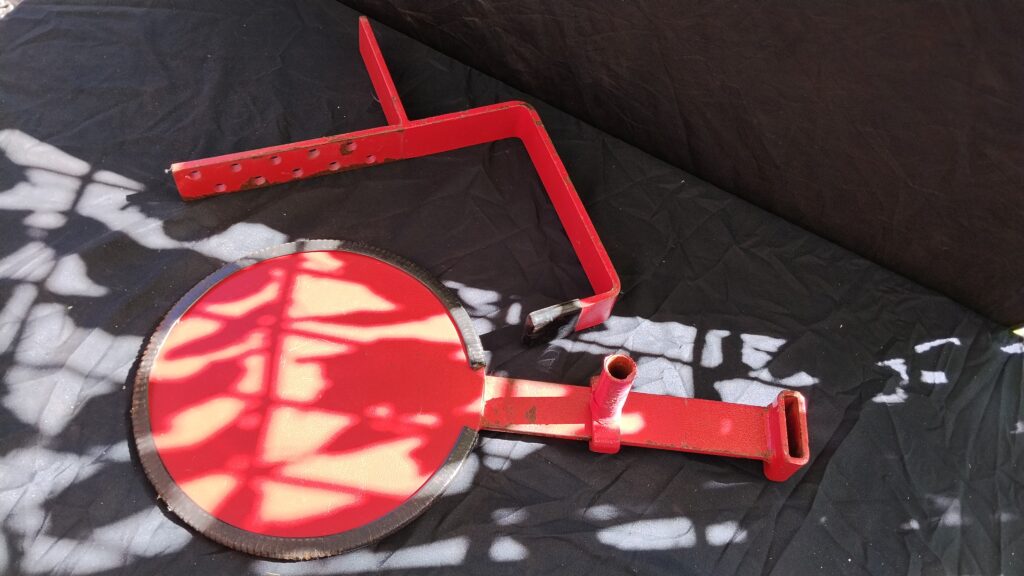 Red Metal Car Wheel Clamp (used) — single item