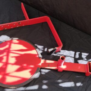 Red Metal Car Wheel Clamp (used) — single item