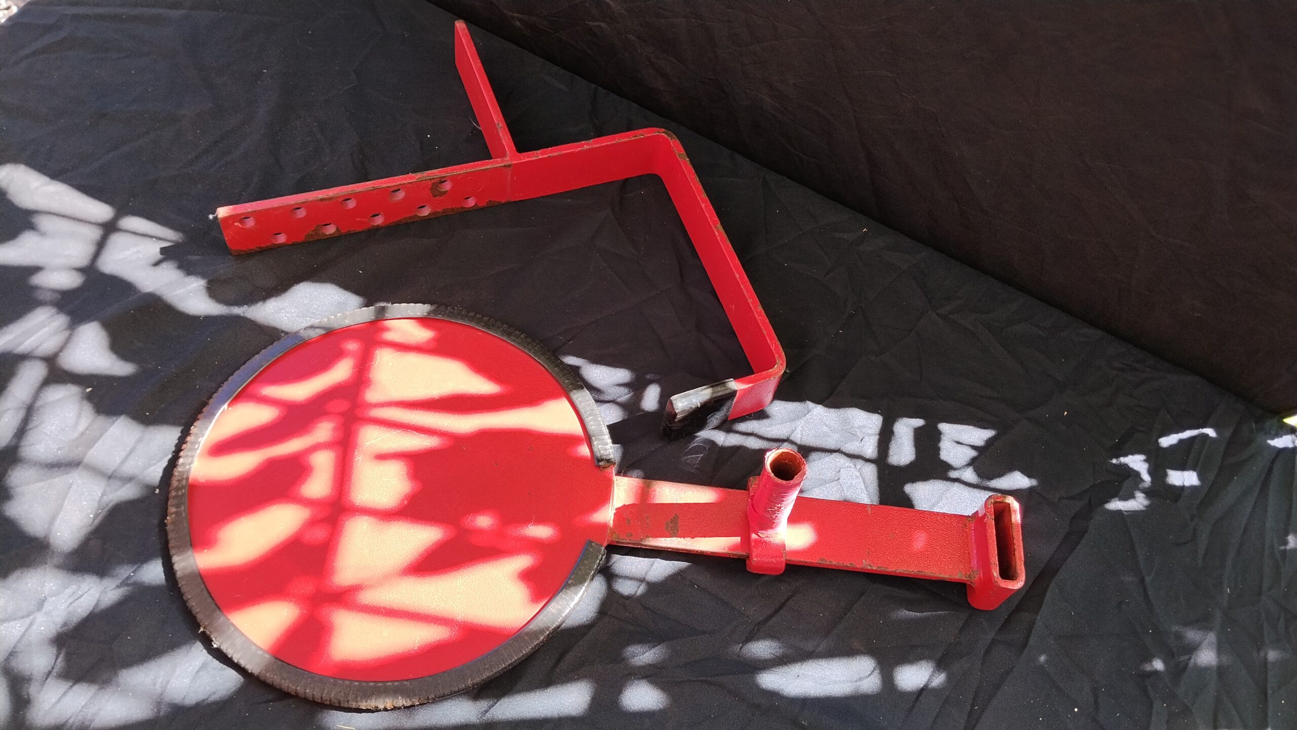 Red Metal Car Wheel Clamp (used) — single item