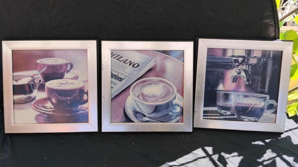 Set of 3 Framed Coffee-Themed Prints – 30x30cm Each