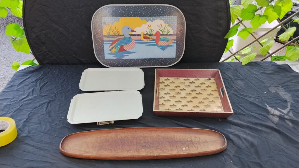 Assorted Serving Trays – Lot of 5 (Mixed Materials, Duck Motifs, Various Conditions)
