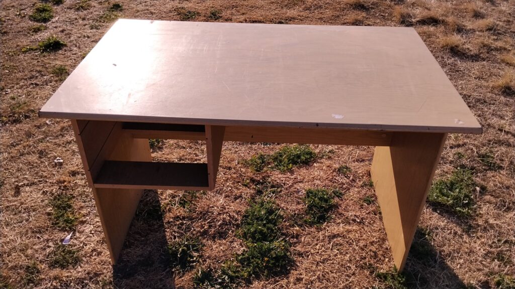 Sturdy Office Desk with Two Open Shelves – 120cm x 75cm, Used Condition