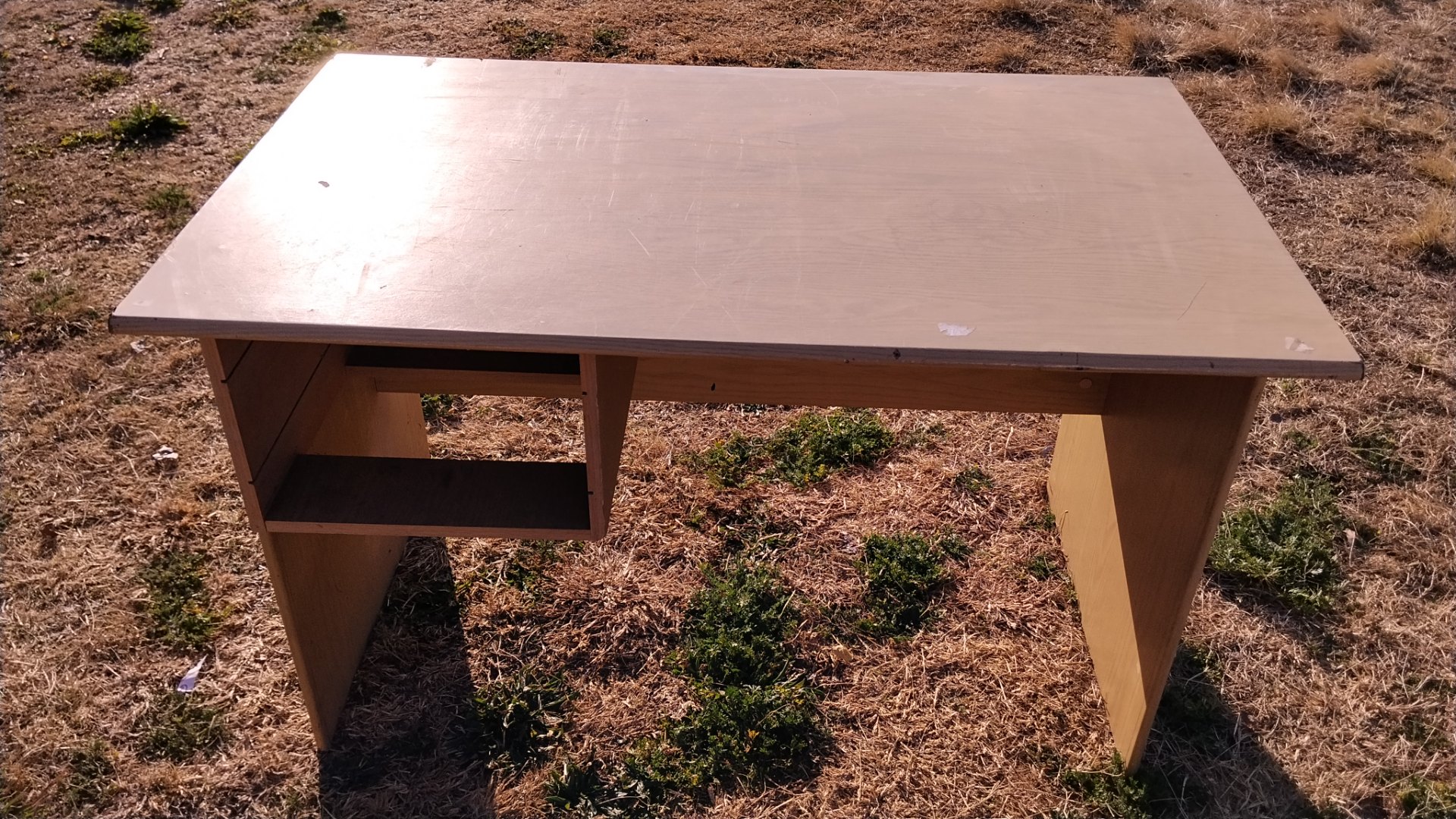 Sturdy Office Desk with Two Open Shelves – 120cm x 75cm, Used Condition