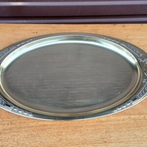 Brass Art Nouveau Serving Tray 47cm x 25cm – Decorative with Bent Handle