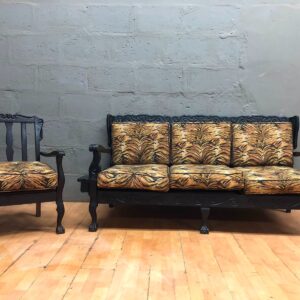 2-Piece Ball and Claw Suite: 3-Seater Sofa & Armchair with Patterned Cushions