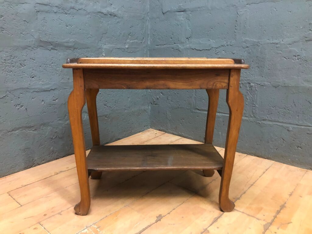 Victorian-style wooden occasional / side table with lower shelf — used, solid