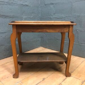 Victorian-style wooden occasional / side table with lower shelf — used, solid