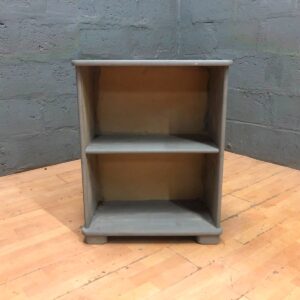 Small painted 2-shelf bedside / side cabinet — fixed shelf, painted finish, age-related wear