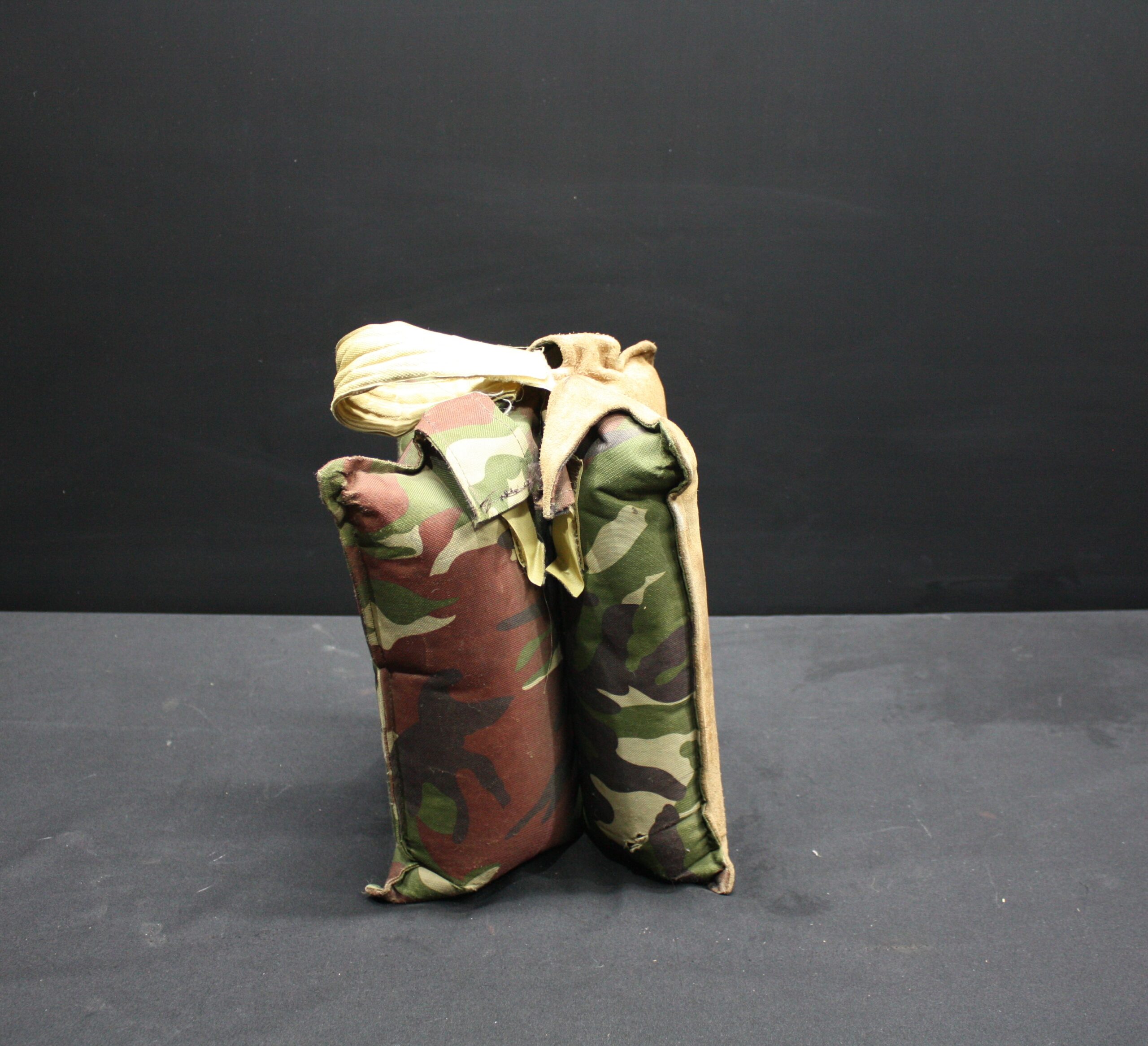 Camo Sandbag Rifle Rest / Shooting Bag with Carry Strap and Dual Pouches