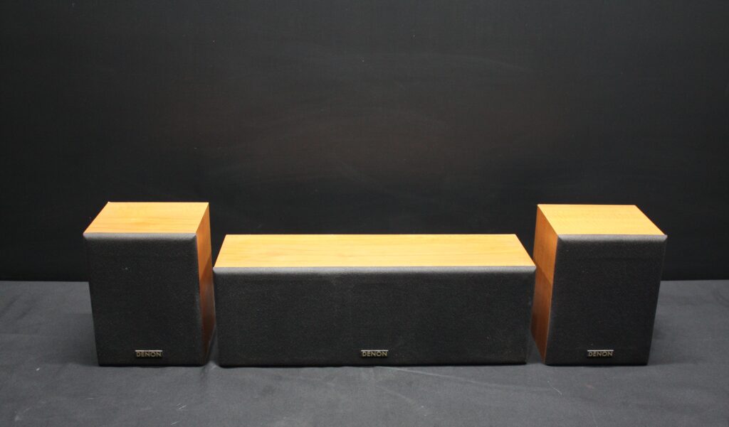 Denon 3-Piece Speaker Set — Centre + 2 Satellites, Wood-Tone Cabinets