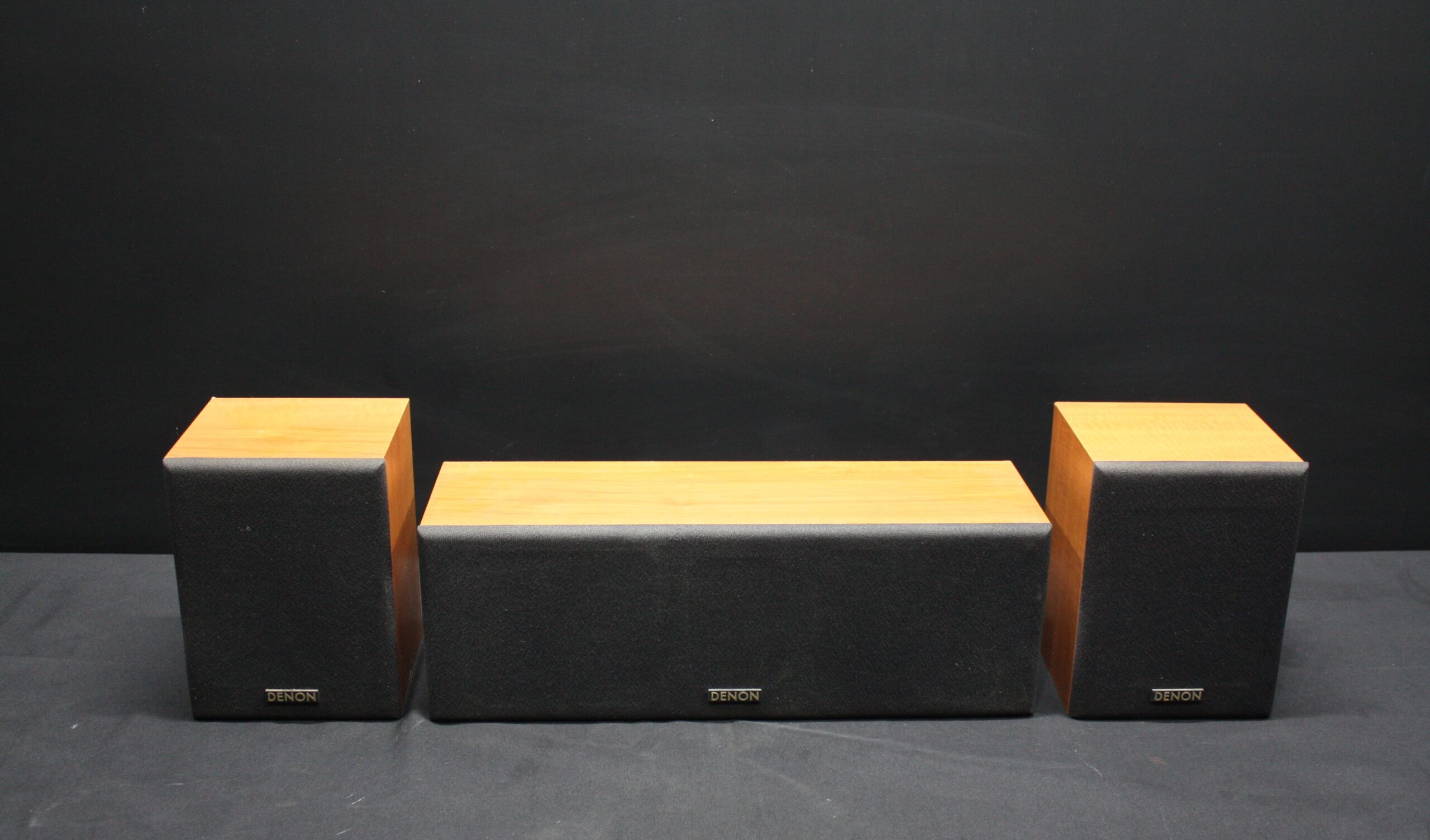 Denon 3-Piece Speaker Set — Centre + 2 Satellites, Wood-Tone Cabinets