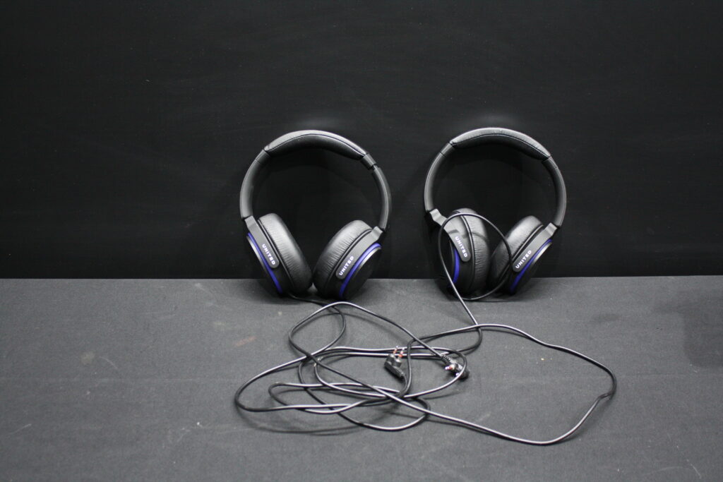 Pair of UNITED wired over-ear headphones (with MERIDIAN marking)