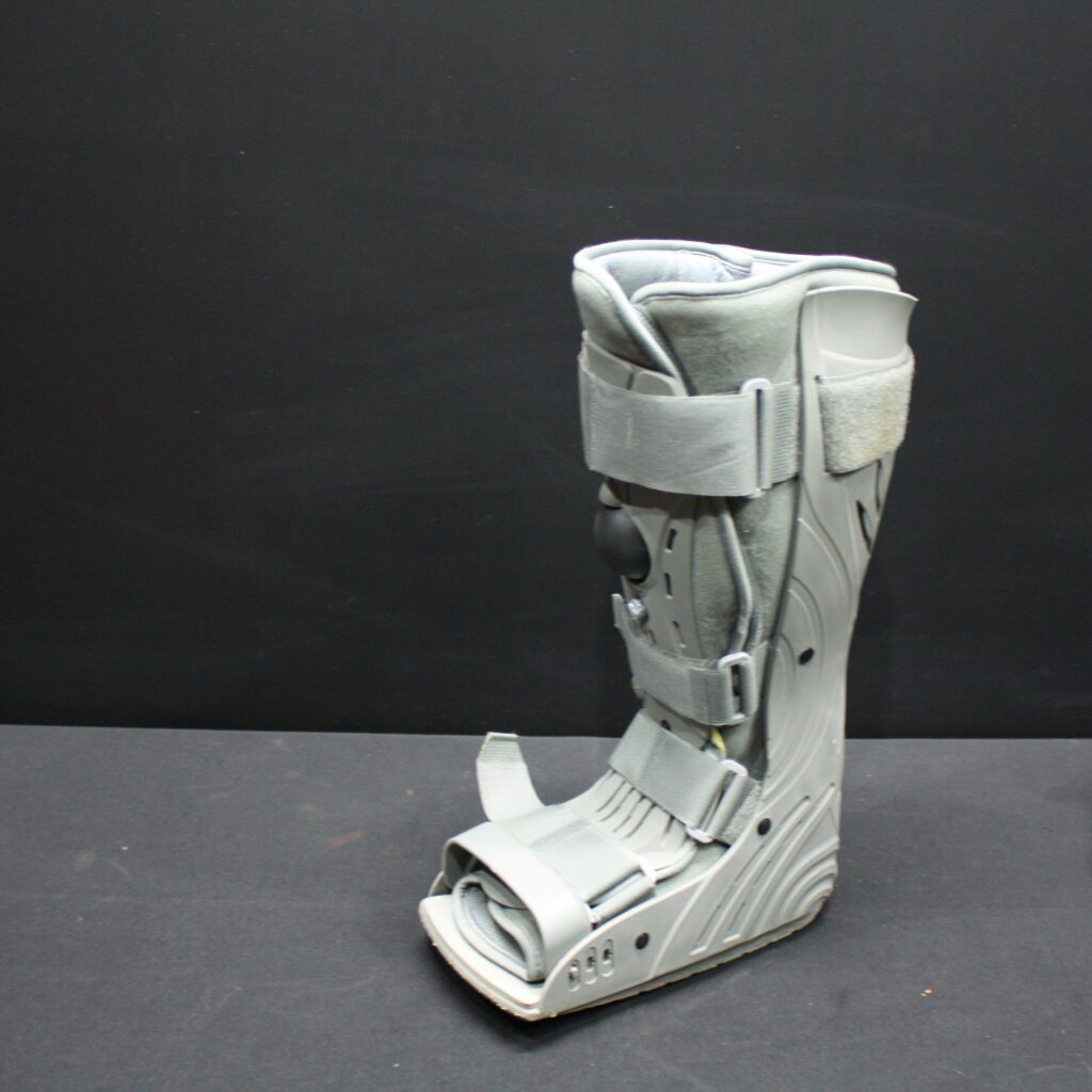 Single Grey Medical Moon Boot (Open-Toe) with Pressure Knob & Straps