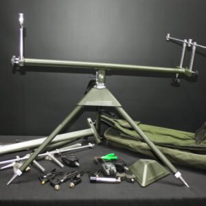 Green/Olive Fishing Rod Pod Tripod with Multiple Accessories & Bite Alarms