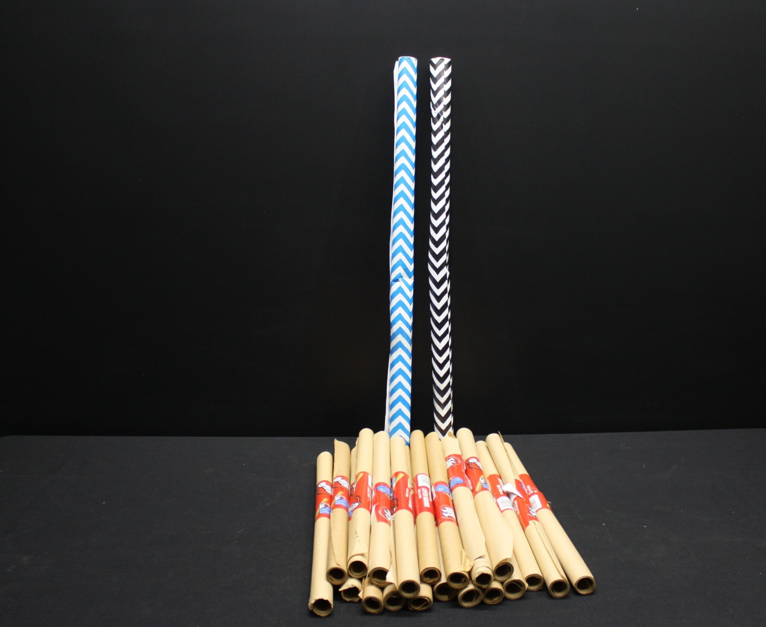 Bundle of approx. 18-20 Wrapping Paper Rolls — Mostly Brown Kraft + 2 Patterned Rolls