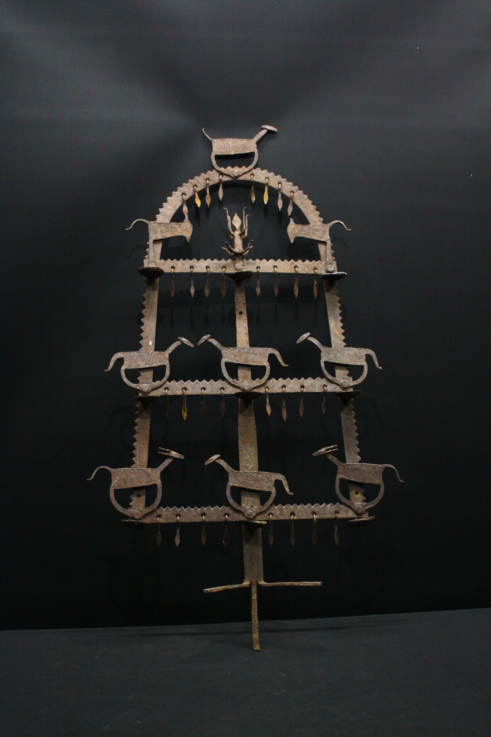 Multi-tier Decorative Metal Diwali Lamp Stand / Tribal-Style Lamp (1pc)