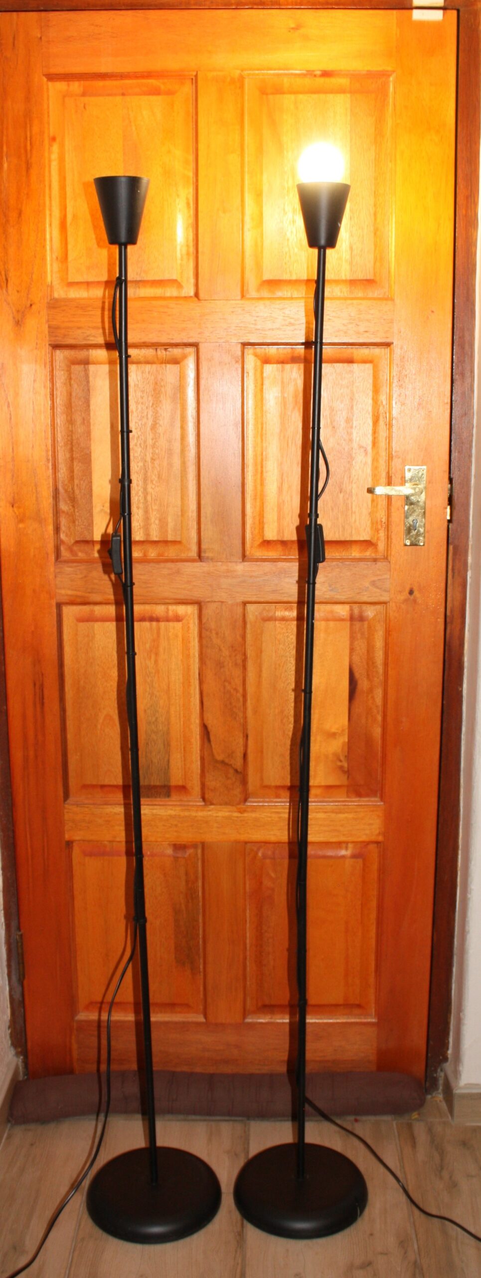 Pair of Slender Black Floor Lamps (Approx. 150cm) – Set of 2