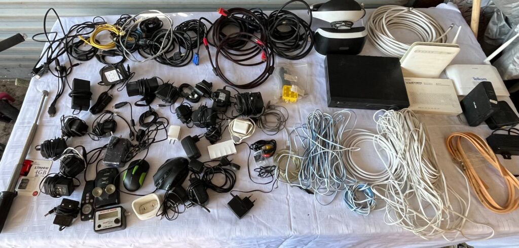 Bulk Lot: Assorted Electronics, Cables, Power Adapters, Routers & Accessories (Untested, Mixed Condition)