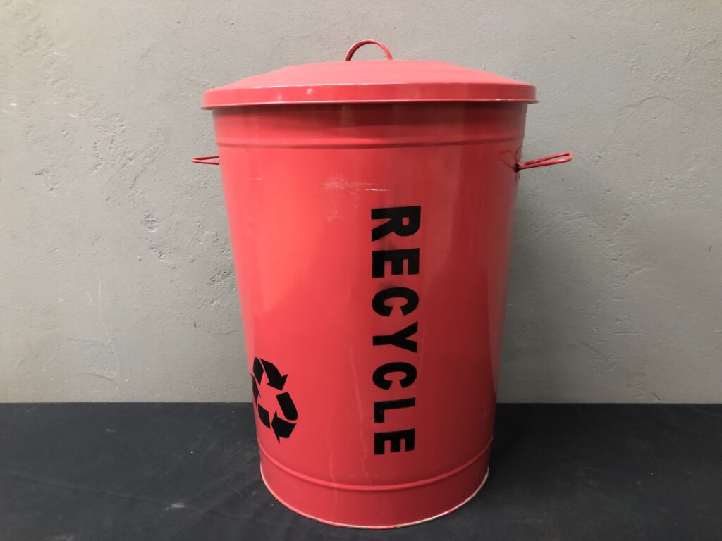Red Recycling Bin with Removable Lid & Side Handles — 53 cm