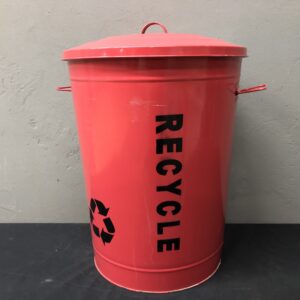 Red Recycling Bin with Removable Lid & Side Handles — 53 cm
