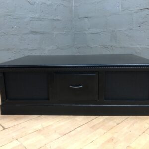 Black Rectangular Coffee Table with Central Drawer — 145 x 90 x 48 cm