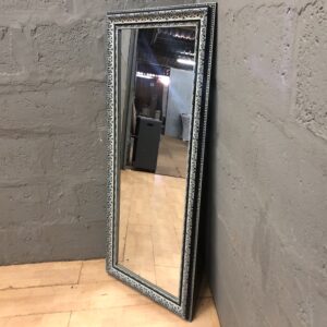 Full-length Framed Mirror, Ornate Distressed Black & Cream Frame, 137 x 59 cm