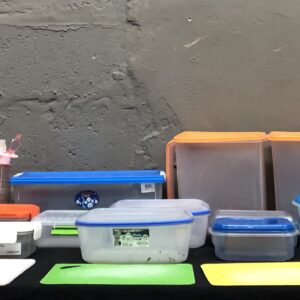 Bundle of assorted kitchen storage containers, cutting boards & drinkware (25–30pcs)