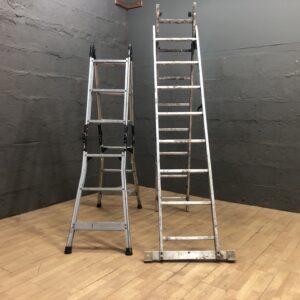 Pair of Used Metal Ladders – Set of 2, Folding + Straight Styles