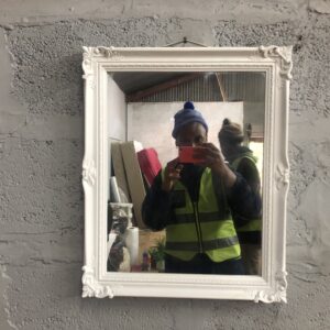 Ornate White Framed Wall Mirror — Decorative Wall Mirror with Hanging Wire