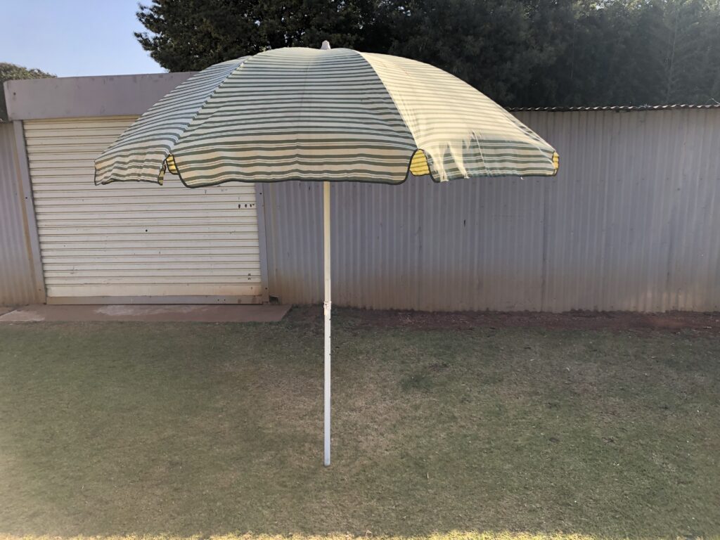 Striped Yellow & Green Outdoor Patio/Beach Umbrella on Adjustable Pole