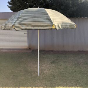 Striped Yellow & Green Outdoor Patio/Beach Umbrella on Adjustable Pole