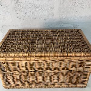 Rectangular Wicker Storage Chest / Hinged Basket (used)