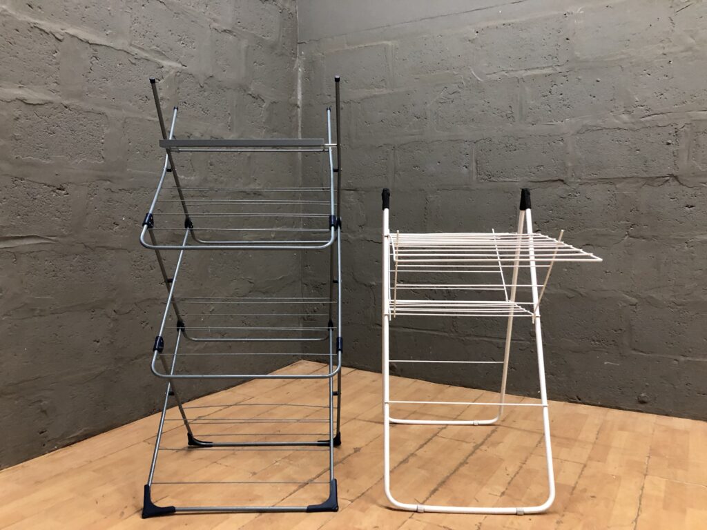 Pair of Folding Clothes Drying Racks — 2-Piece Set, Metal, Grey/Blue & White