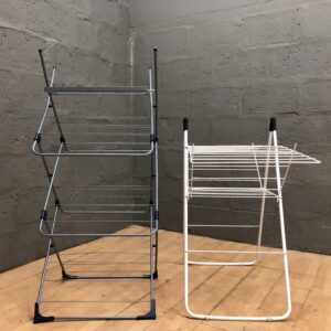 Pair of Folding Clothes Drying Racks — 2-Piece Set, Metal, Grey/Blue & White