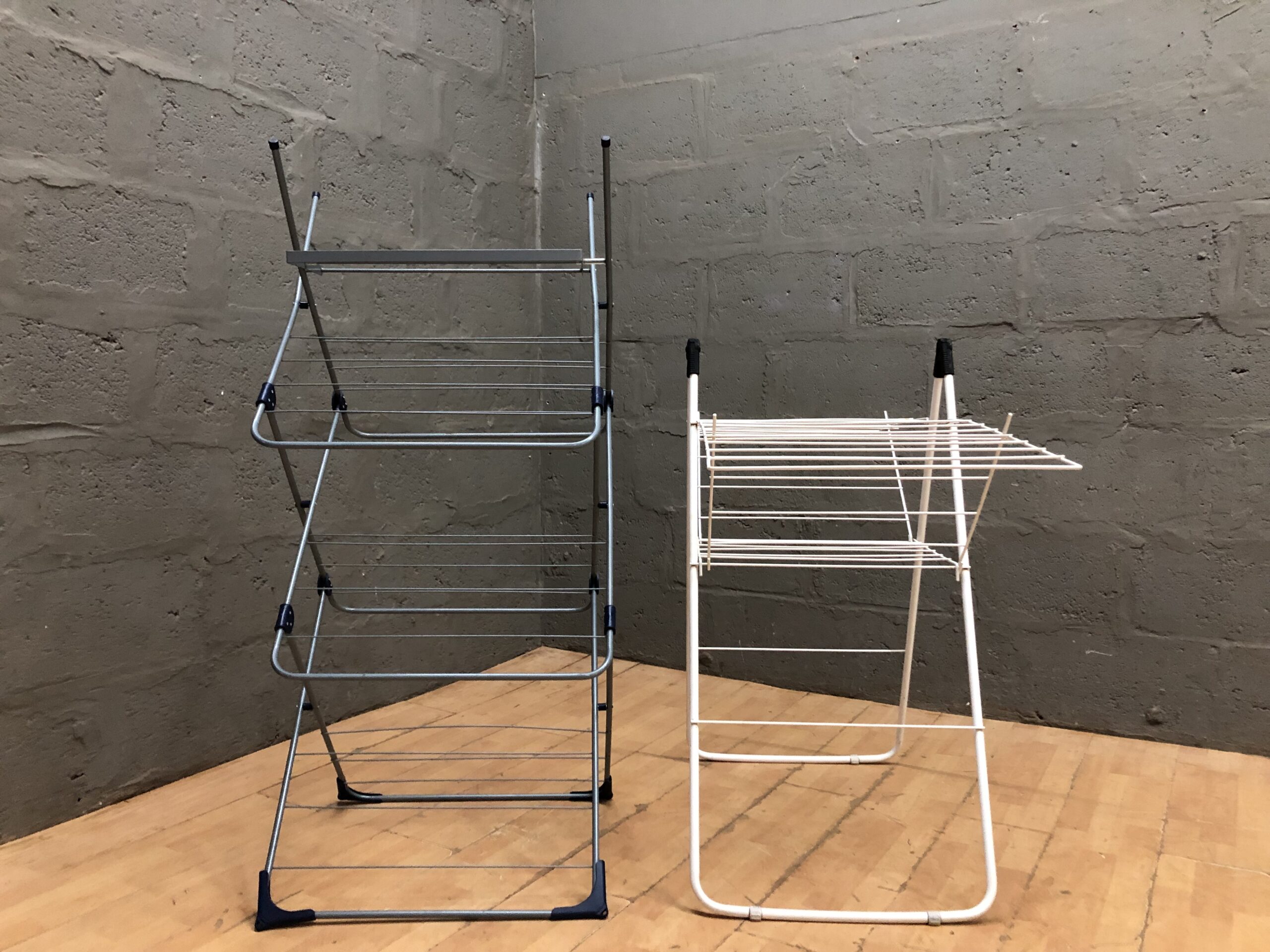 Pair of Folding Clothes Drying Racks — 2-Piece Set, Metal, Grey/Blue & White