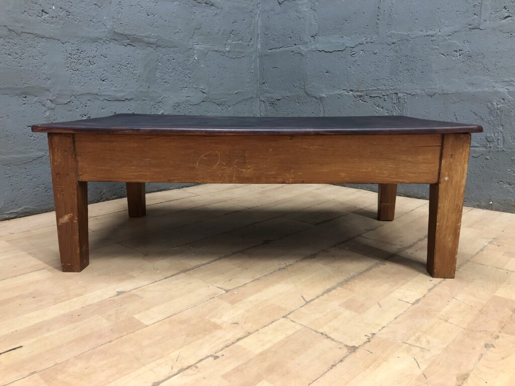Low Wooden Coffee / Side Table with Long Crack and Surface Wear