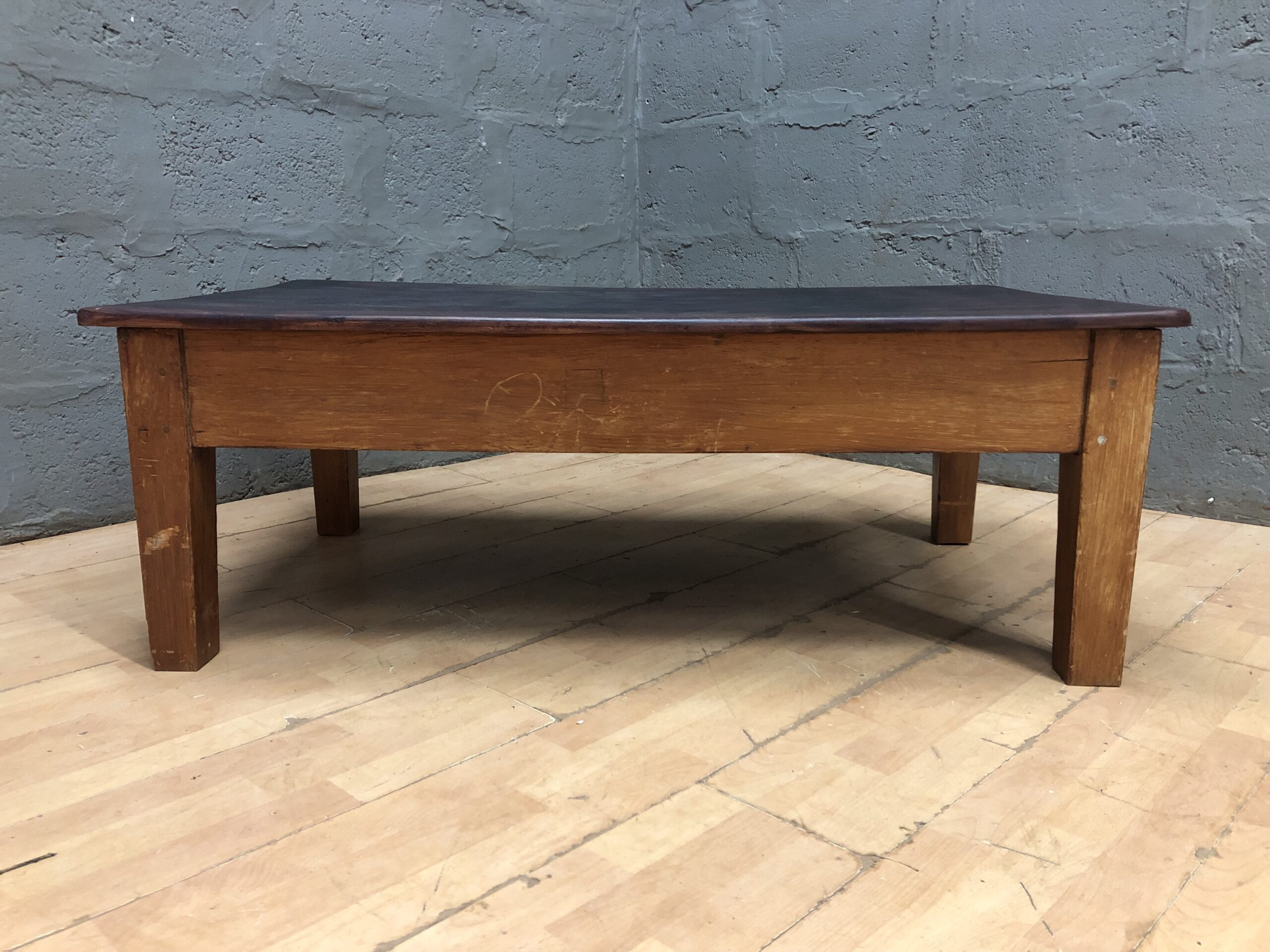 Low Wooden Coffee / Side Table with Long Crack and Surface Wear