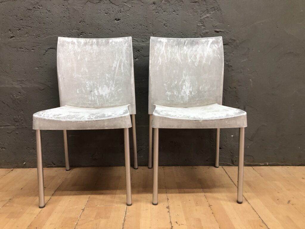 Pair of Molded-Seat Side Chairs with Round Metal Legs (Set of 2)