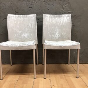 Pair of Molded-Seat Side Chairs with Round Metal Legs (Set of 2)
