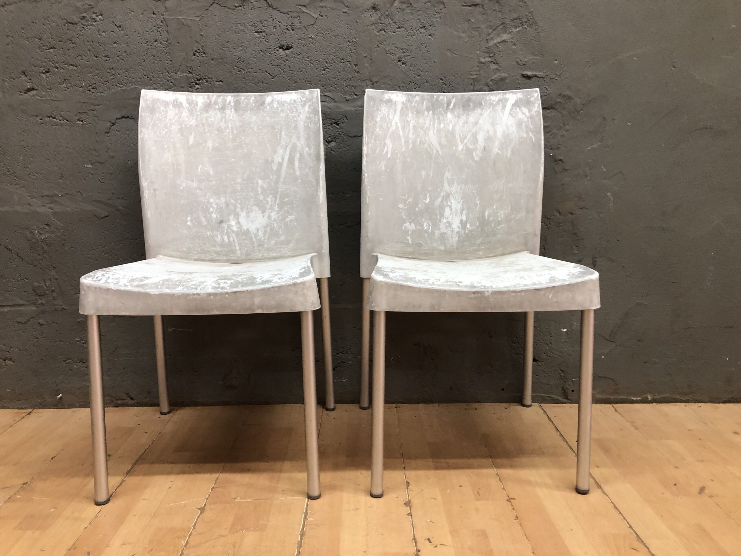 Pair of Molded-Seat Side Chairs with Round Metal Legs (Set of 2)
