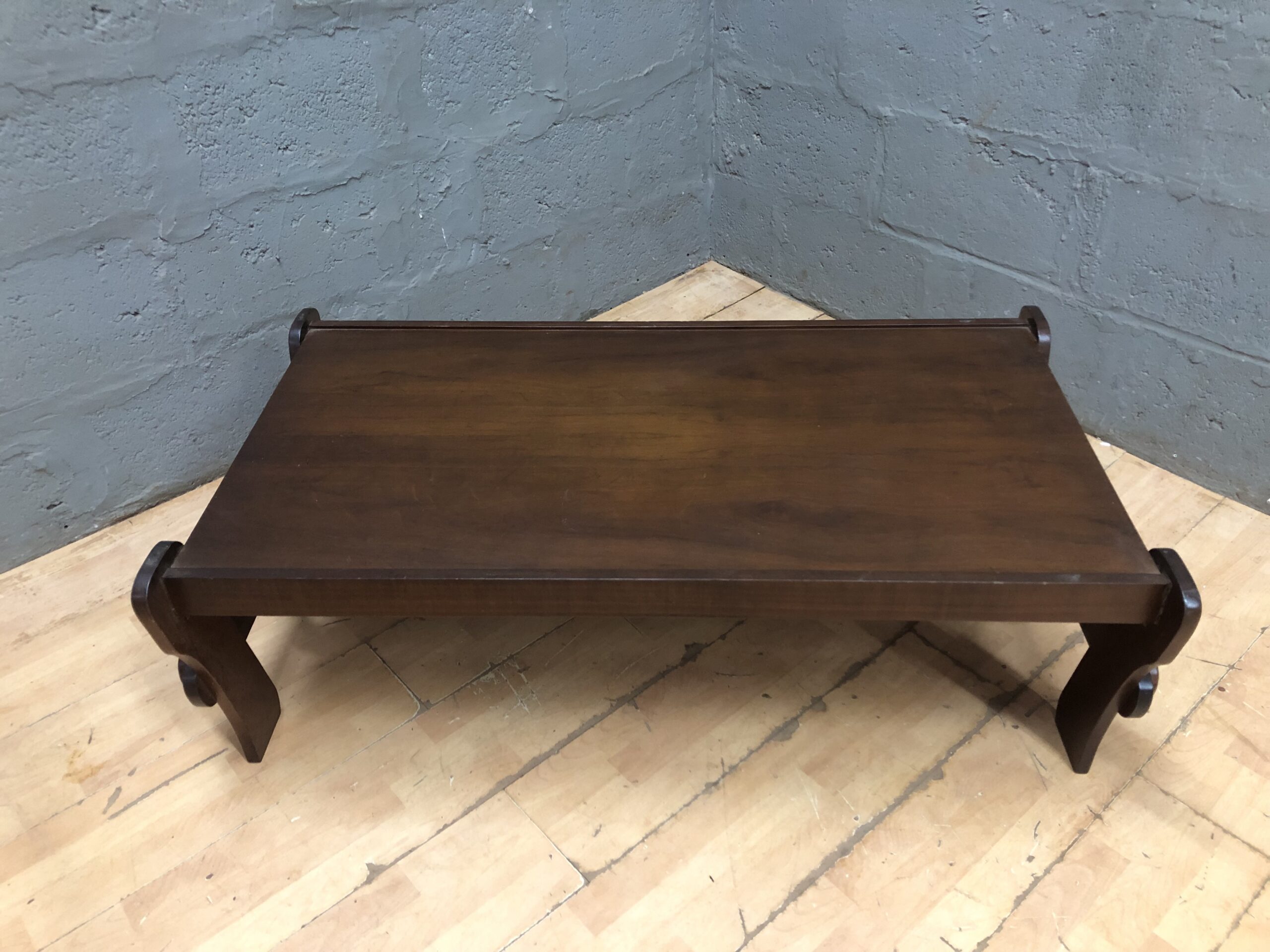 Low Rectangular Coffee Table / Platform Table, Dark Brown, 70 x 121 x 43 cm